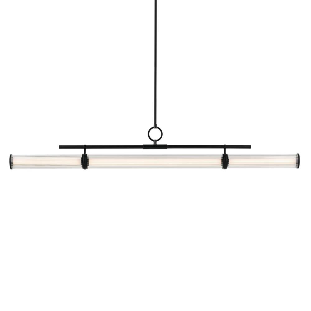 KICHLER 52754BKLED Riven 60.25 Inch Led 1 Light Linear Chandelier With Clear Fluted Glass In Black