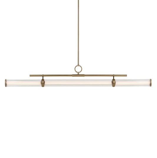 KICHLER 52754CPZLED Riven 60.25 Inch LED 1 Light Linear Chandelier with Clear Fluted Glass in Champagne Bronze