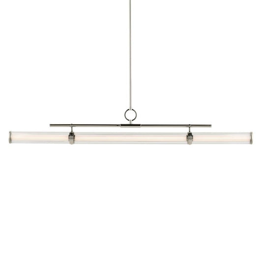 KICHLER 52754PNLED Riven 60.25 Inch LED 1 Light Linear Chandelier with Clear Fluted Glass in Polished Nickel