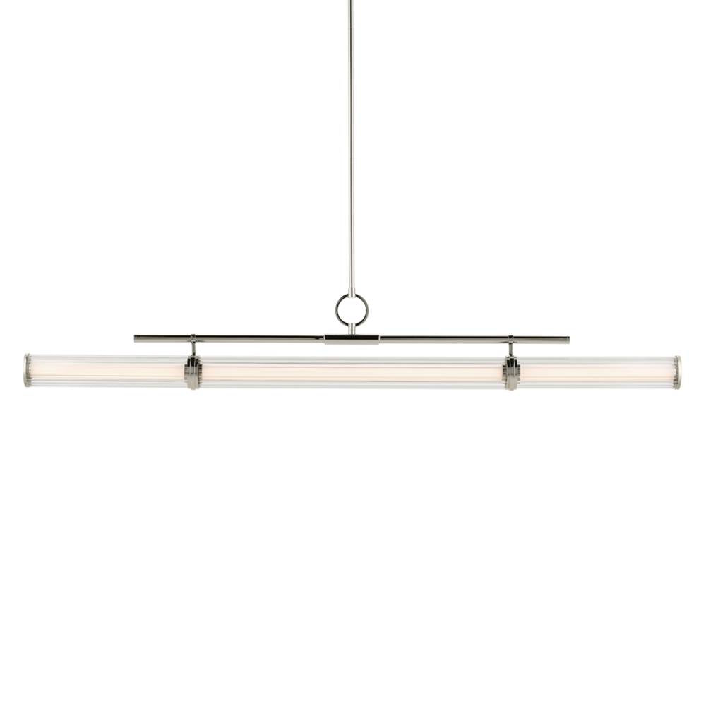KICHLER 52754PNLED Riven 60.25 Inch Led 1 Light Linear Chandelier With Clear Fluted Glass In Polished Nickel