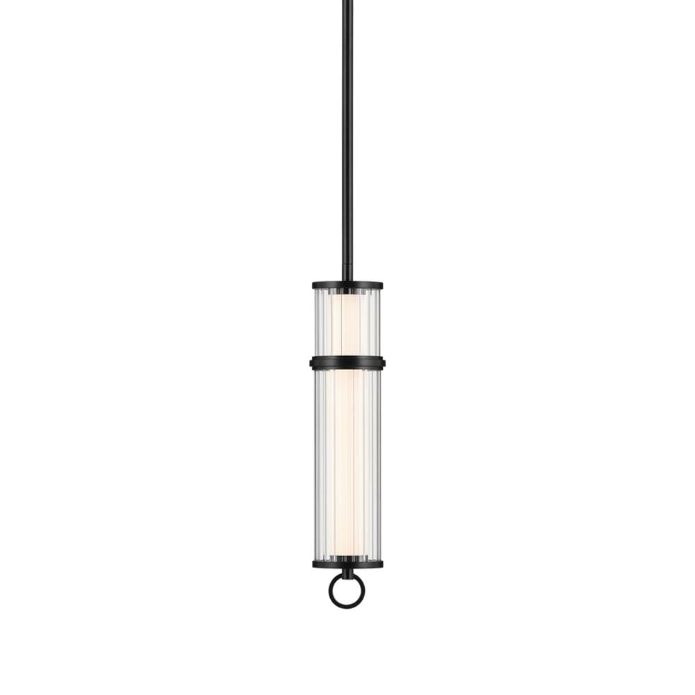 KICHLER 52755BKLED Riven 15.5 Inch Led 1 Light Pendant With Clear Fluted Glass In Black