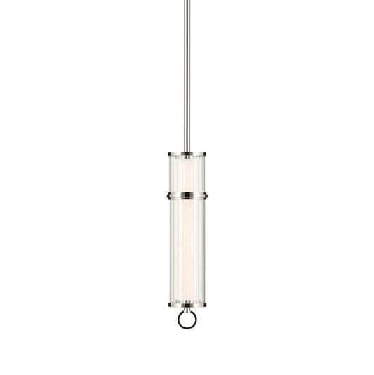 KICHLER 52755PNLED Riven 15.5 Inch LED 1 Light Pendant with Clear Fluted Glass in Polished Nickel