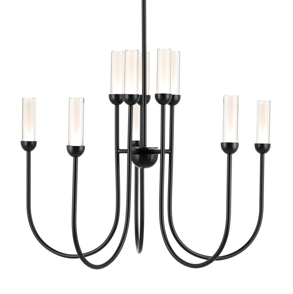 KICHLER 52757BKLED Moraine 30 Inch LED 10 Light 2-Tier Chandelier in Black