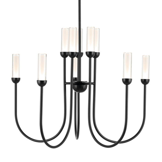 KICHLER 52757BKLED Moraine 30 Inch LED 10 Light 2-Tier Chandelier in Black