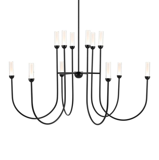 KICHLER 52758BKLED Moraine 50 Inch LED 12 Light 2-Tier Chandelier in Black