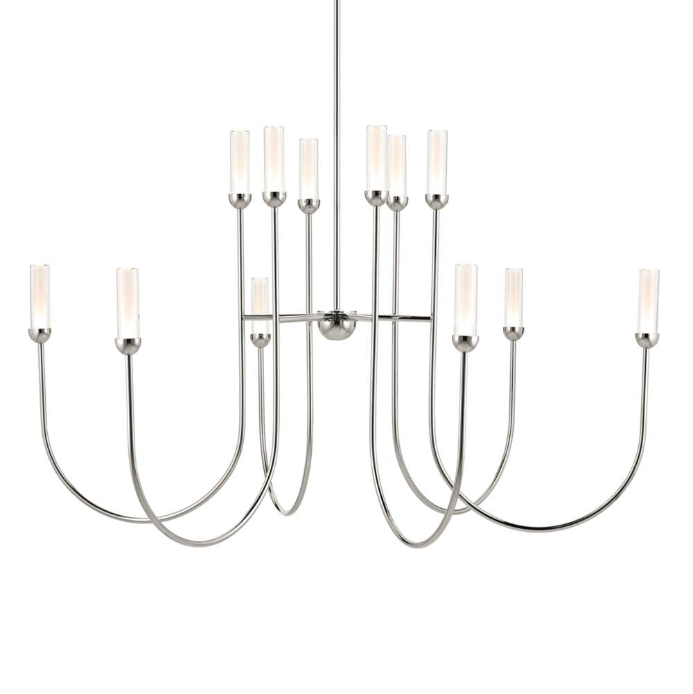 KICHLER 52758PNLED Moraine 50 Inch LED 12 Light 2-Tier Chandelier in Polished Nickel