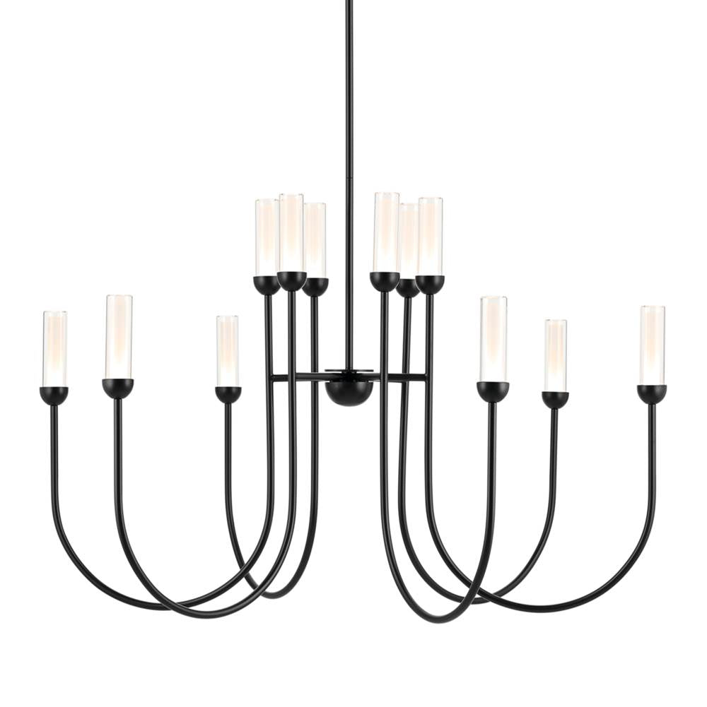 KICHLER 52759BKLED Moraine 40 Inch LED 12 Light 2-Tier Chandelier in Black