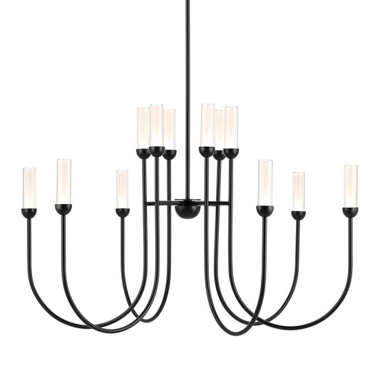 KICHLER 52759BKLED Moraine 40 Inch LED 12 Light 2-Tier Chandelier in Black