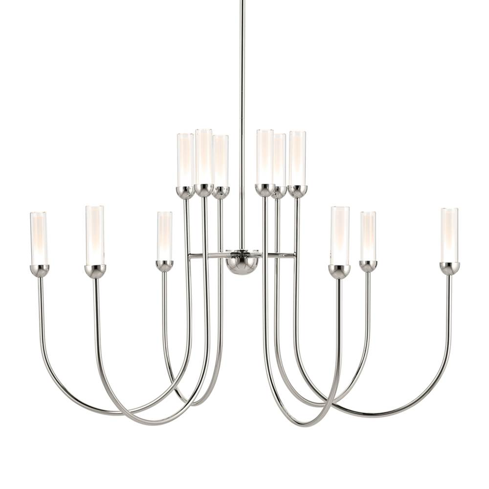 KICHLER 52759PNLED Moraine 40 Inch LED 12 Light 2-Tier Chandelier in Polished Nickel