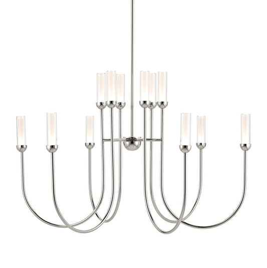 KICHLER 52759PNLED Moraine 40 Inch LED 12 Light 2-Tier Chandelier in Polished Nickel