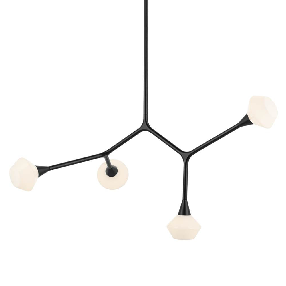 KICHLER 52762BK Cassius 39.5 With Opal Glass Inch 4 Light Convertible Chandelier With Opal Glass In Black