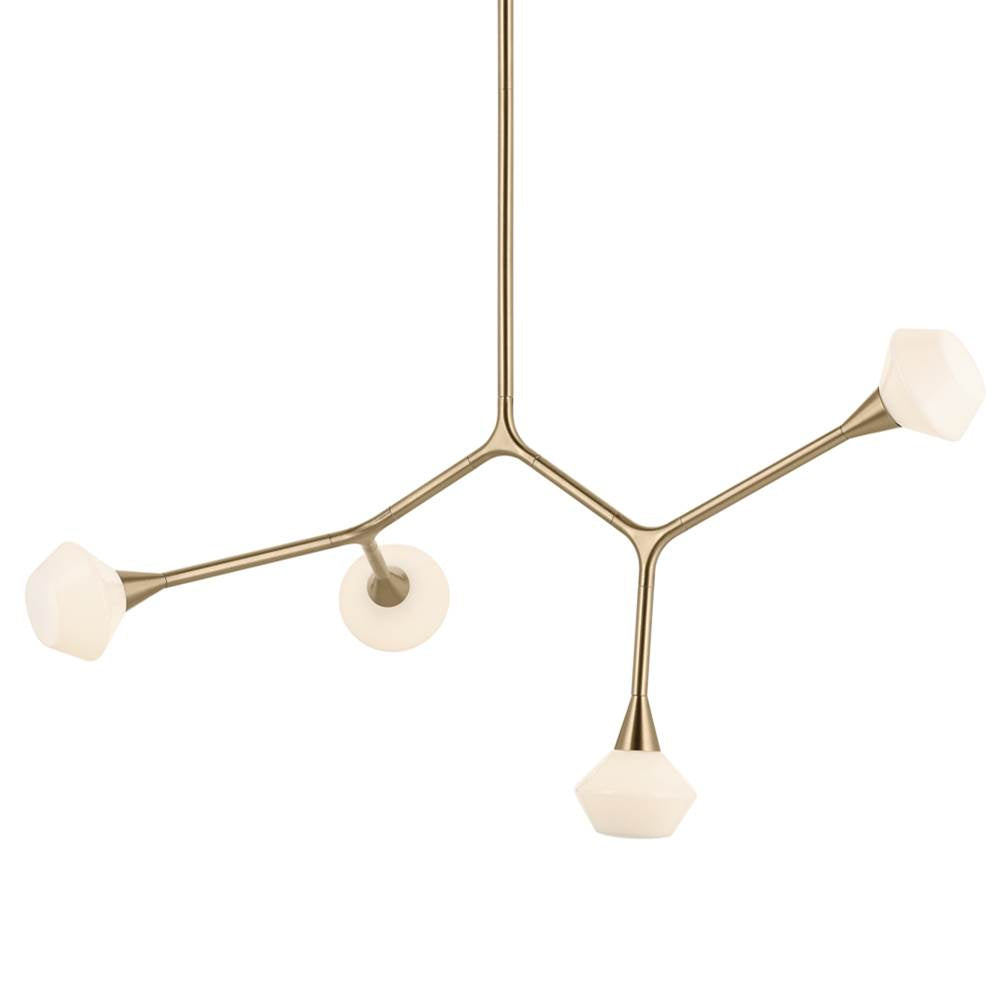 KICHLER 52762CPZ Cassius 39.5 With Opal Glass Inch 4 Light Convertible Chandelier With Opal Glass In Champagne Bronze
