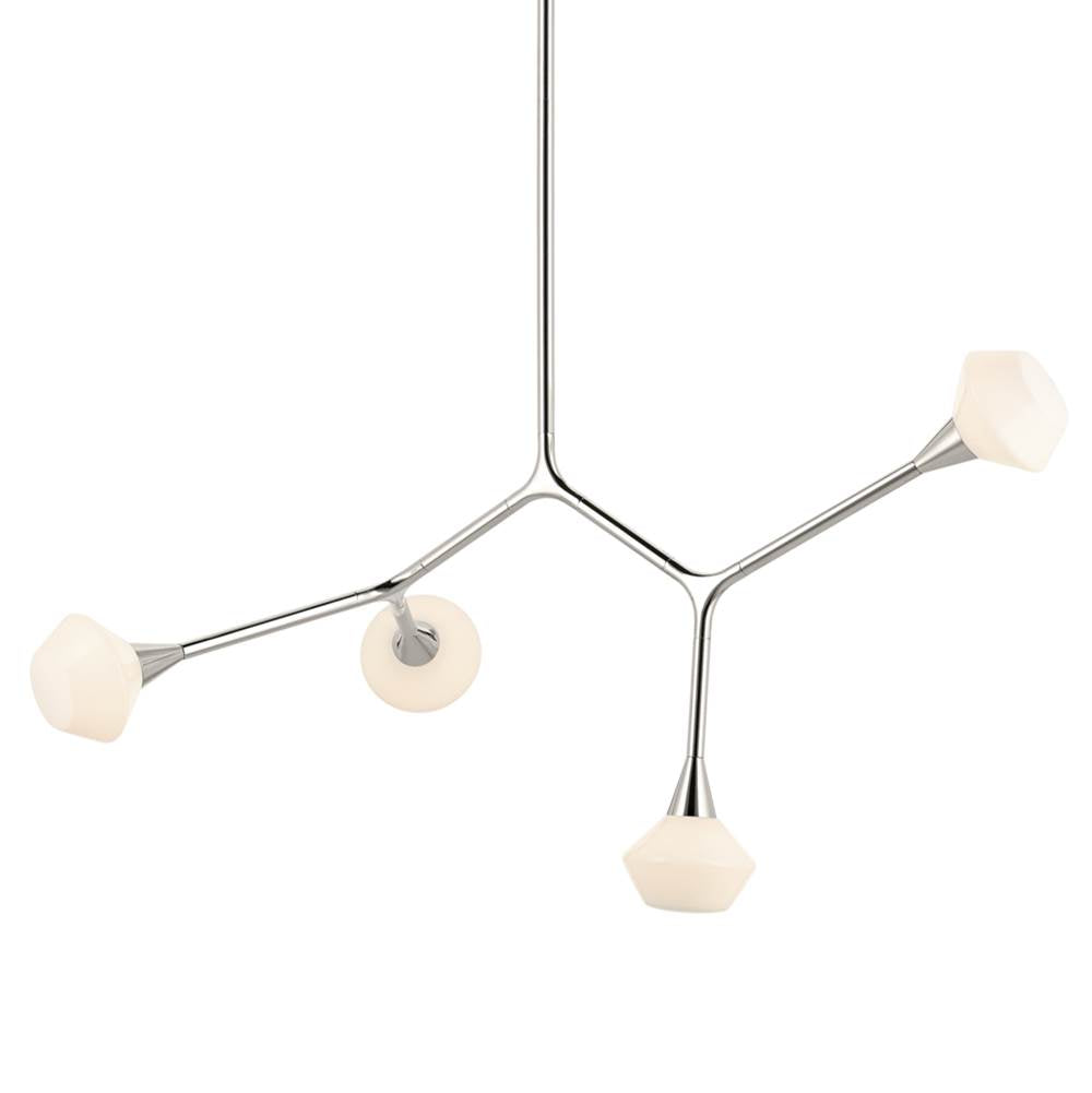 KICHLER 52762PN Cassius 39.5 With Opal Glass Inch 4 Light Convertible Chandelier With Opal Glass In Polished Nickel