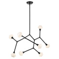KICHLER 52763BK Cassius 52.5 With Opal Glass Inch 8 Light Convertible Chandelier With Opal Glass In Black