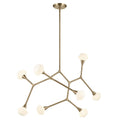 KICHLER 52763CPZ Cassius 52.5 With Opal Glass Inch 8 Light Convertible Chandelier With Opal Glass In Champagne Bronze