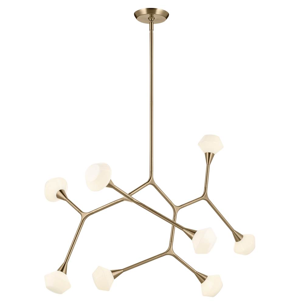KICHLER 52763CPZ Cassius 52.5 With Opal Glass Inch 8 Light Convertible Chandelier With Opal Glass In Champagne Bronze