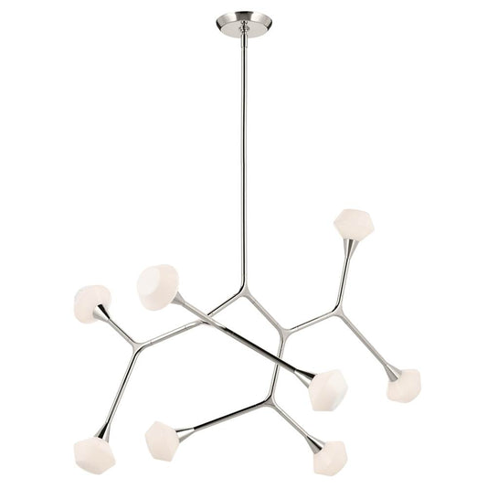 KICHLER 52763PN Cassius 52.5 with Opal Glass inch 8 Light Convertible Chandelier with Opal Glass in Polished Nickel