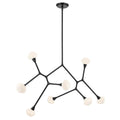KICHLER 52764BK Cassius 61.25 With Opal Glass Inch 8 Light Convertible Chandelier With Opal Glass In Black