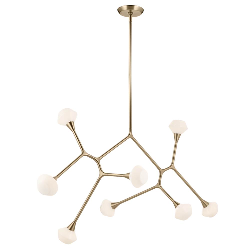 KICHLER 52764CPZ Cassius 61.25 With Opal Glass Inch 8 Light Convertible Chandelier With Opal Glass In Champagne Bronze
