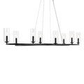 KICHLER 52772BK Harpin 52.5 Inch 8 Light Linear Chandelier With Clear Glass In Black