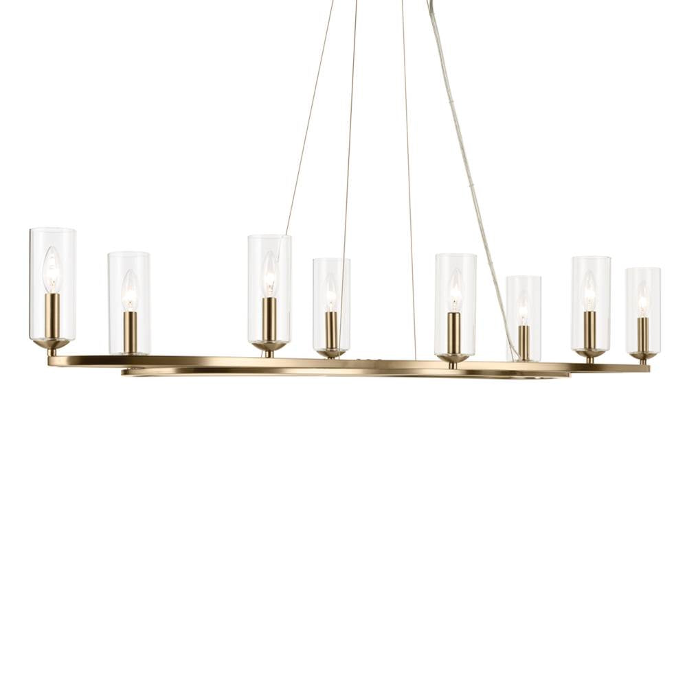 KICHLER 52772CPZ Harpin 52.5 Inch 8 Light Linear Chandelier With Clear Glass In Champagne Bronze
