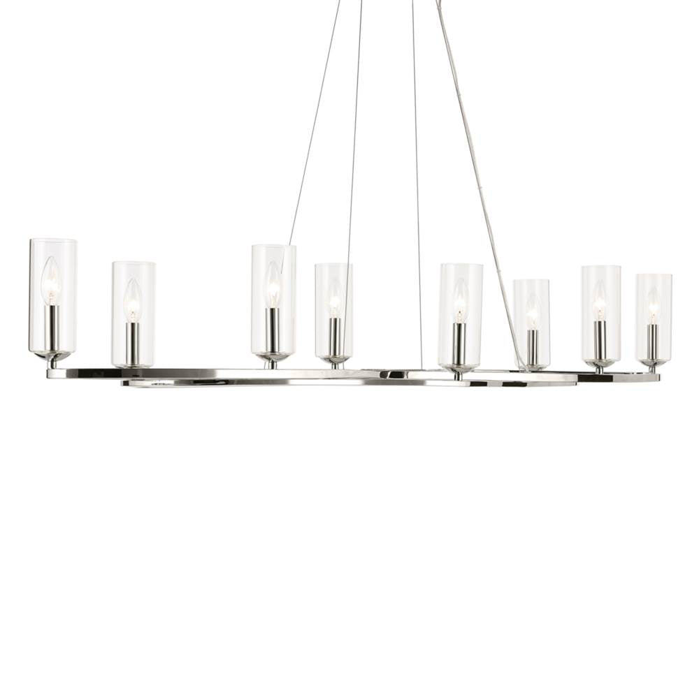 KICHLER 52772PN Harpin 52.5 Inch 8 Light Linear Chandelier With Clear Glass In Polished Nickel