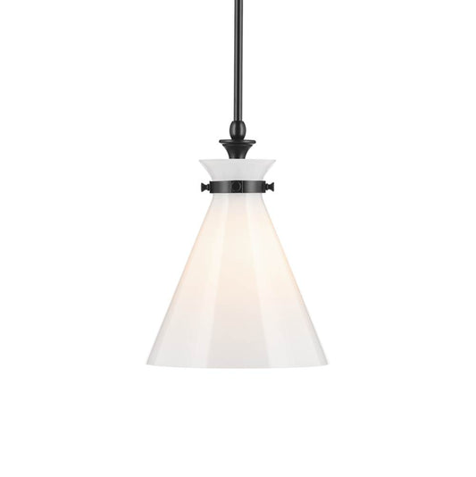 KICHLER 52774BK Laria 10.5 Inch 1 Light Pendant with Opal Glass in Black