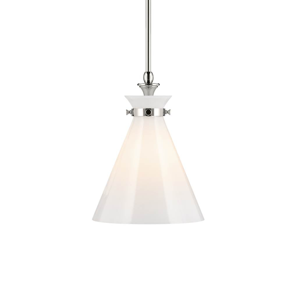 KICHLER 52774PN Laria 10.5 Inch 1 Light Pendant With Opal Glass In Polished Nickel