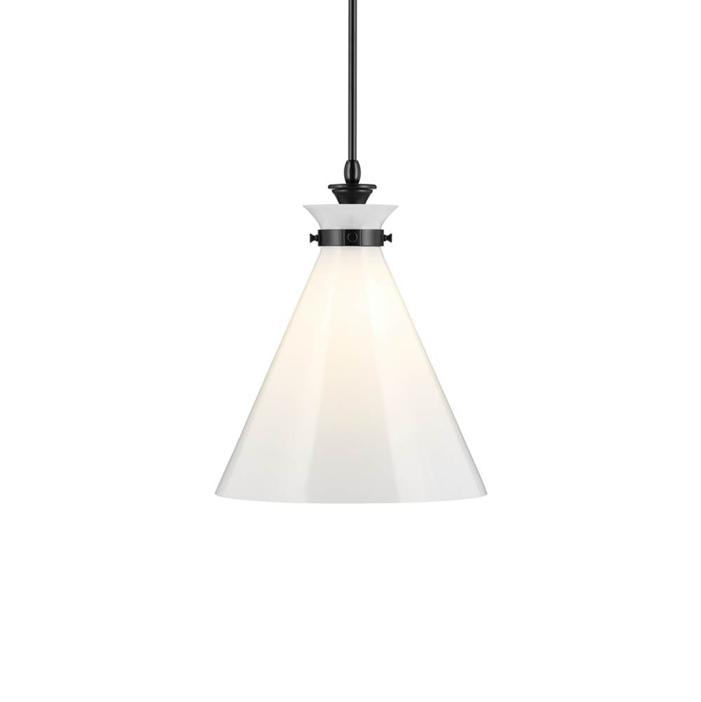 KICHLER 52775BK Laria 16 Inch 1 Light Pendant With Opal Glass In Black
