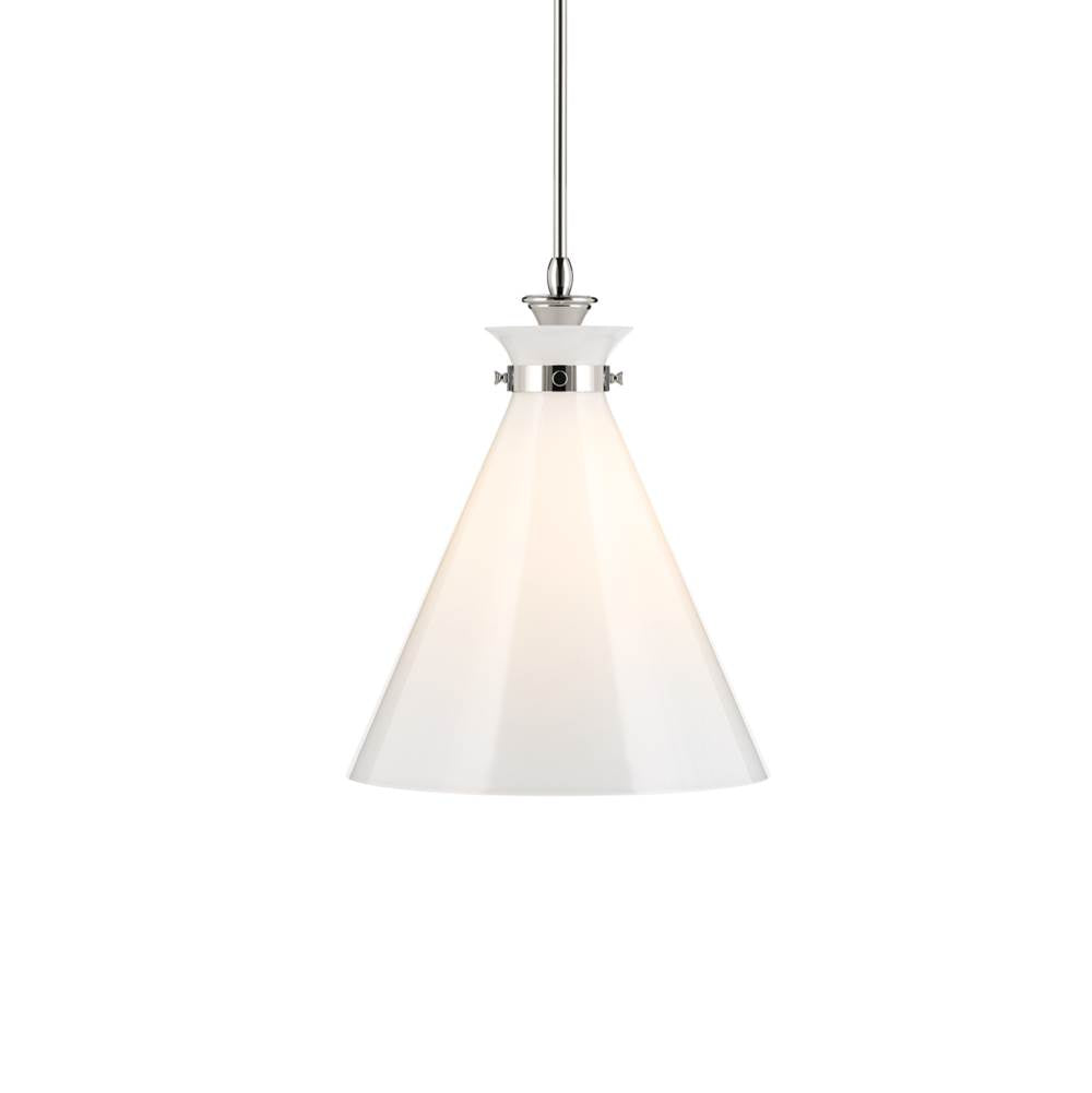 KICHLER 52775PN Laria 16 Inch 1 Light Pendant With Opal Glass In Polished Nickel