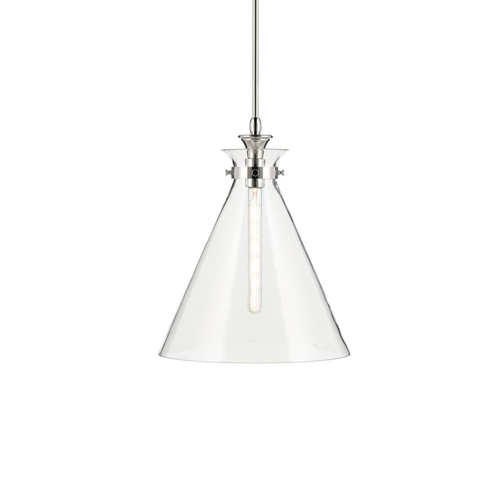 KICHLER 52775PNCLR Laria 16 Inch 1 Light Pendant With Clear Glass In Polished Nickel