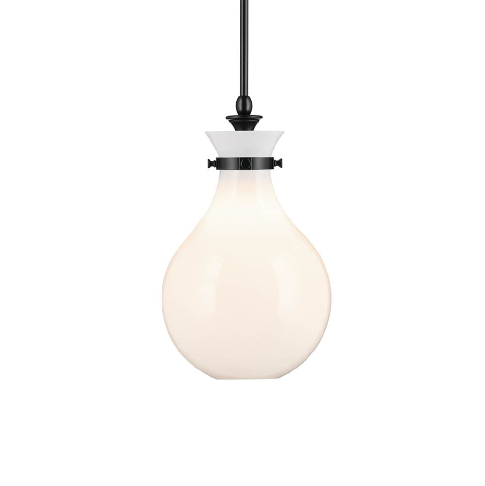 KICHLER 52776BK Laria 9.75 Inch 1 Light Pendant With Opal Glass In Black