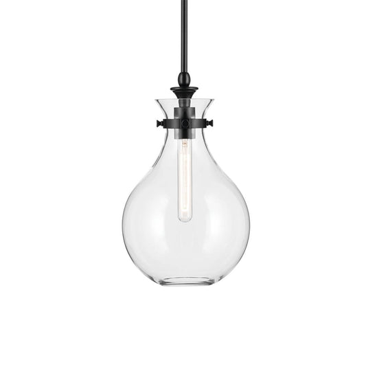 KICHLER 52776BKCLR Laria 9.75 Inch 1 Light Pendant with Clear Glass in Black