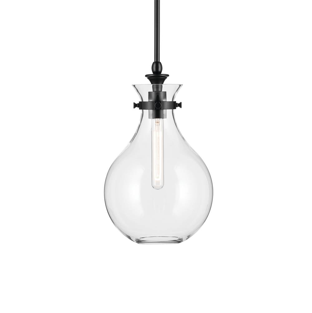 KICHLER 52776BKCLR Laria 9.75 Inch 1 Light Pendant With Clear Glass In Black