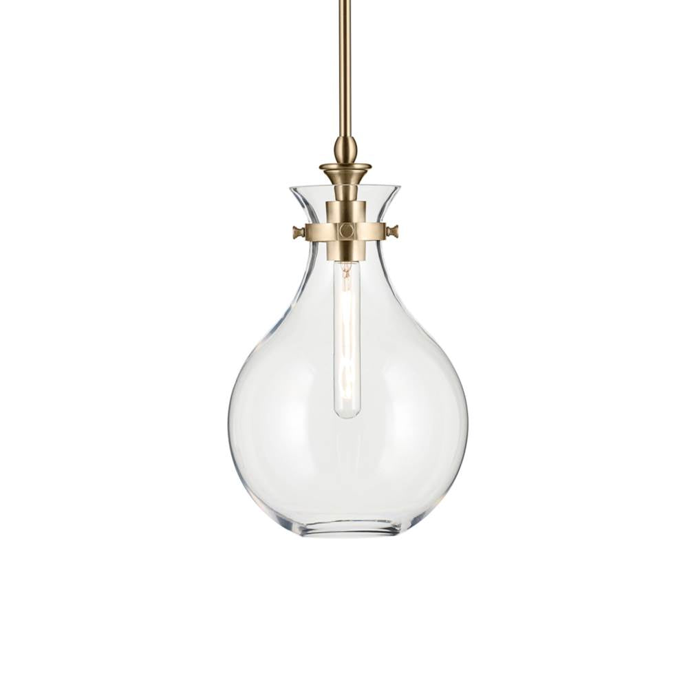KICHLER 52776CPZCLR Laria 9.75 Inch 1 Light Pendant With Clear Glass In Champagne Bronze