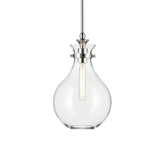 KICHLER 52776PNCLR Laria 9.75 Inch 1 Light Pendant with Clear Glass in Polished Nickel