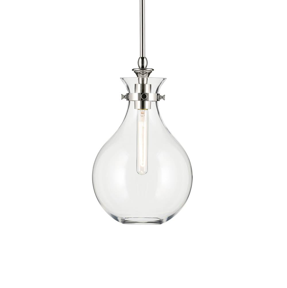 KICHLER 52776PNCLR Laria 9.75 Inch 1 Light Pendant With Clear Glass In Polished Nickel
