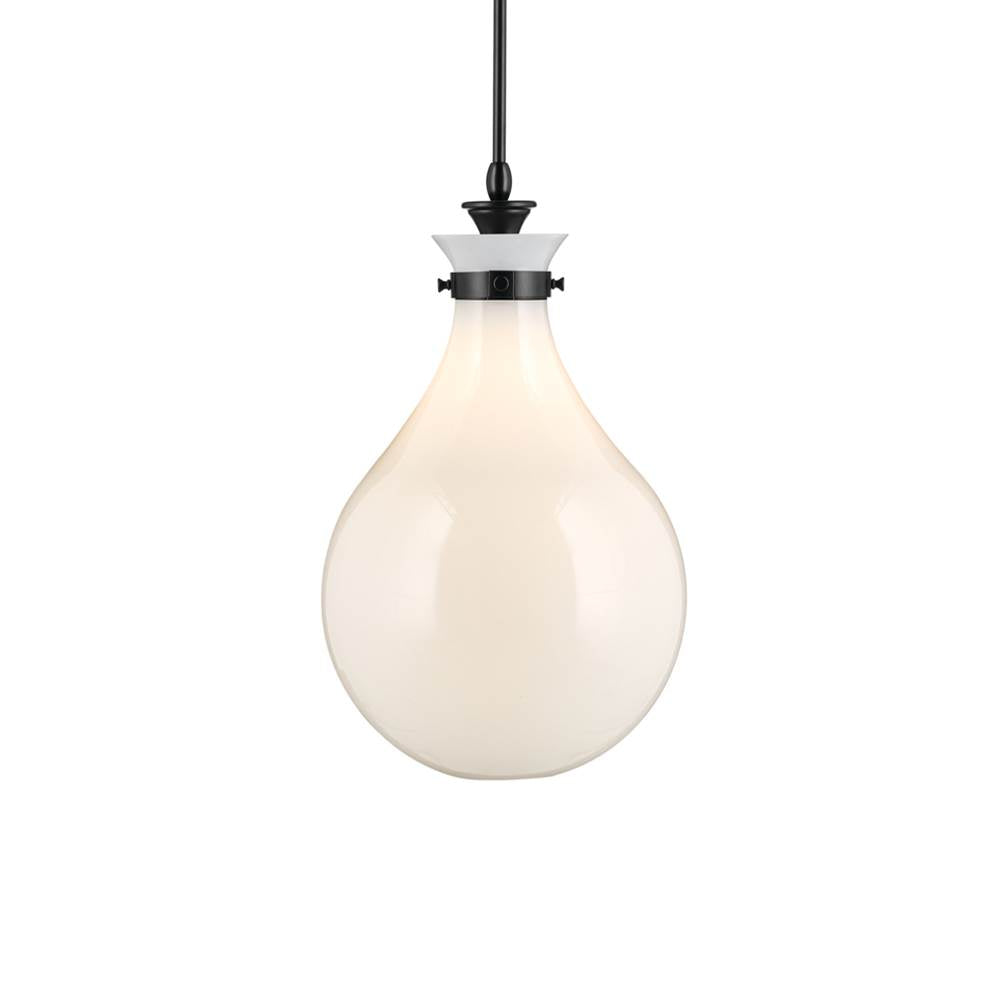 KICHLER 52777BK Laria 14 Inch 1 Light Pendant With Opal Glass In Black