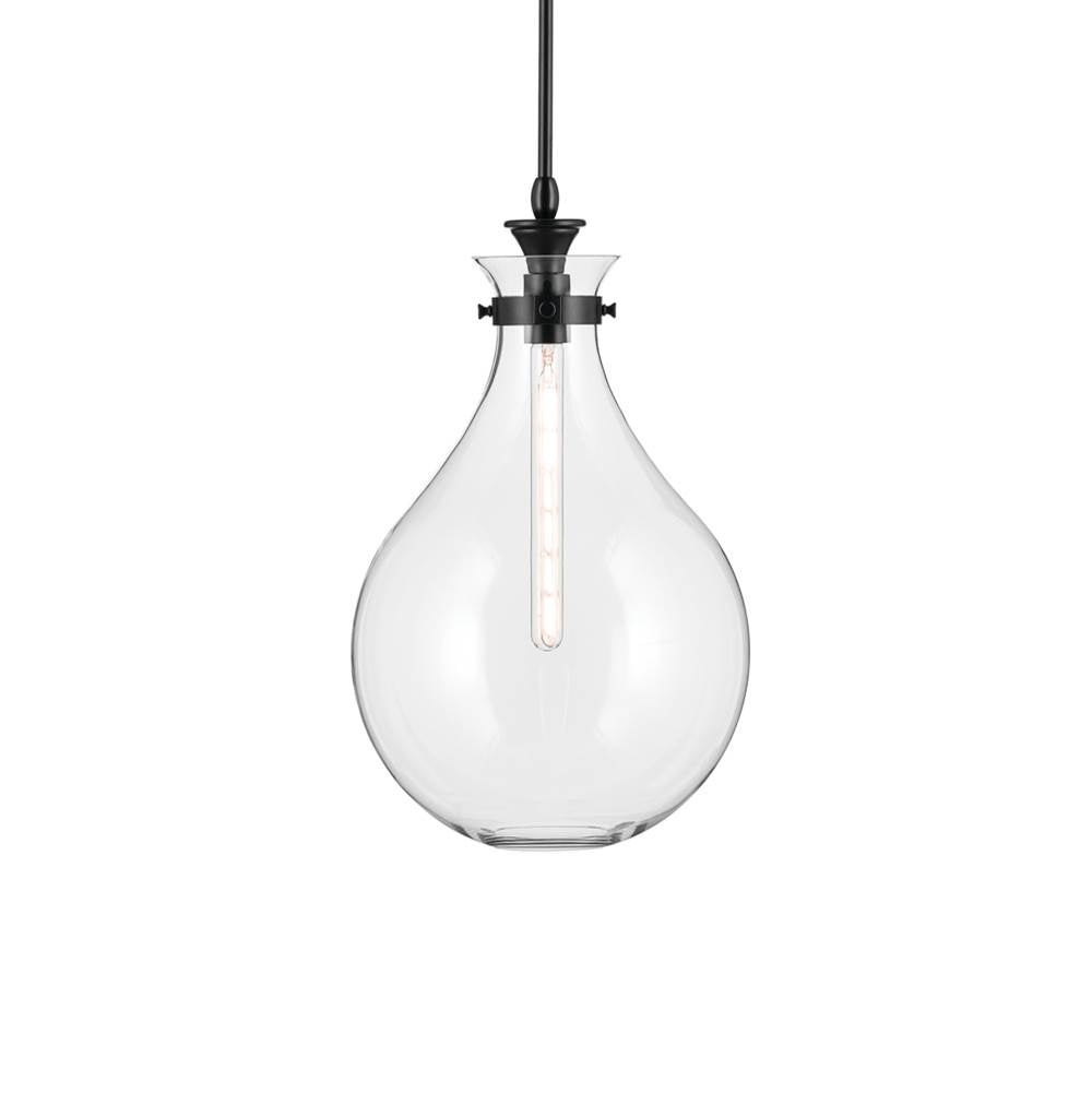 KICHLER 52777BKCLR Laria 14 Inch 1 Light Pendant With Clear Glass In Black