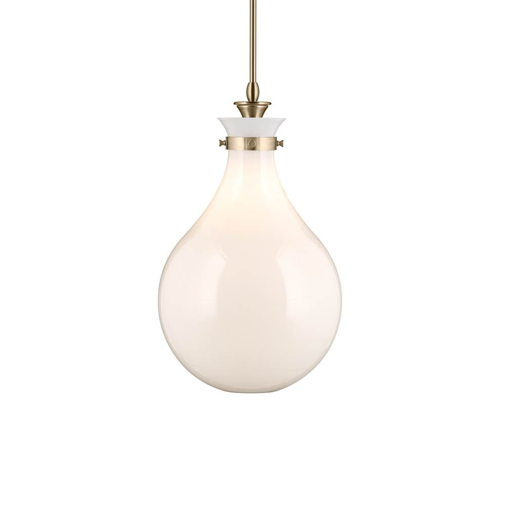 KICHLER 52777CPZ Laria 14 Inch 1 Light Pendant With Opal Glass In Champagne Bronze