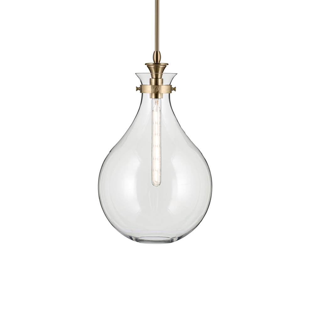 KICHLER 52777CPZCLR Laria 14 Inch 1 Light Pendant With Clear Glass In Champagne Bronze