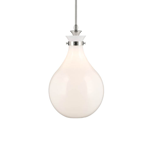 KICHLER 52777PN Laria 14 Inch 1 Light Pendant with Opal Glass in Polished Nickel