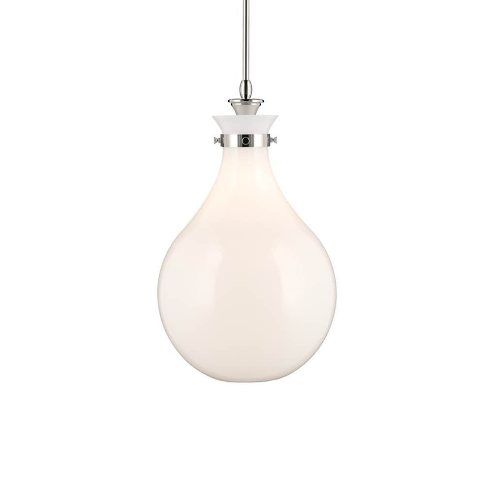 KICHLER 52777PN Laria 14 Inch 1 Light Pendant With Opal Glass In Polished Nickel