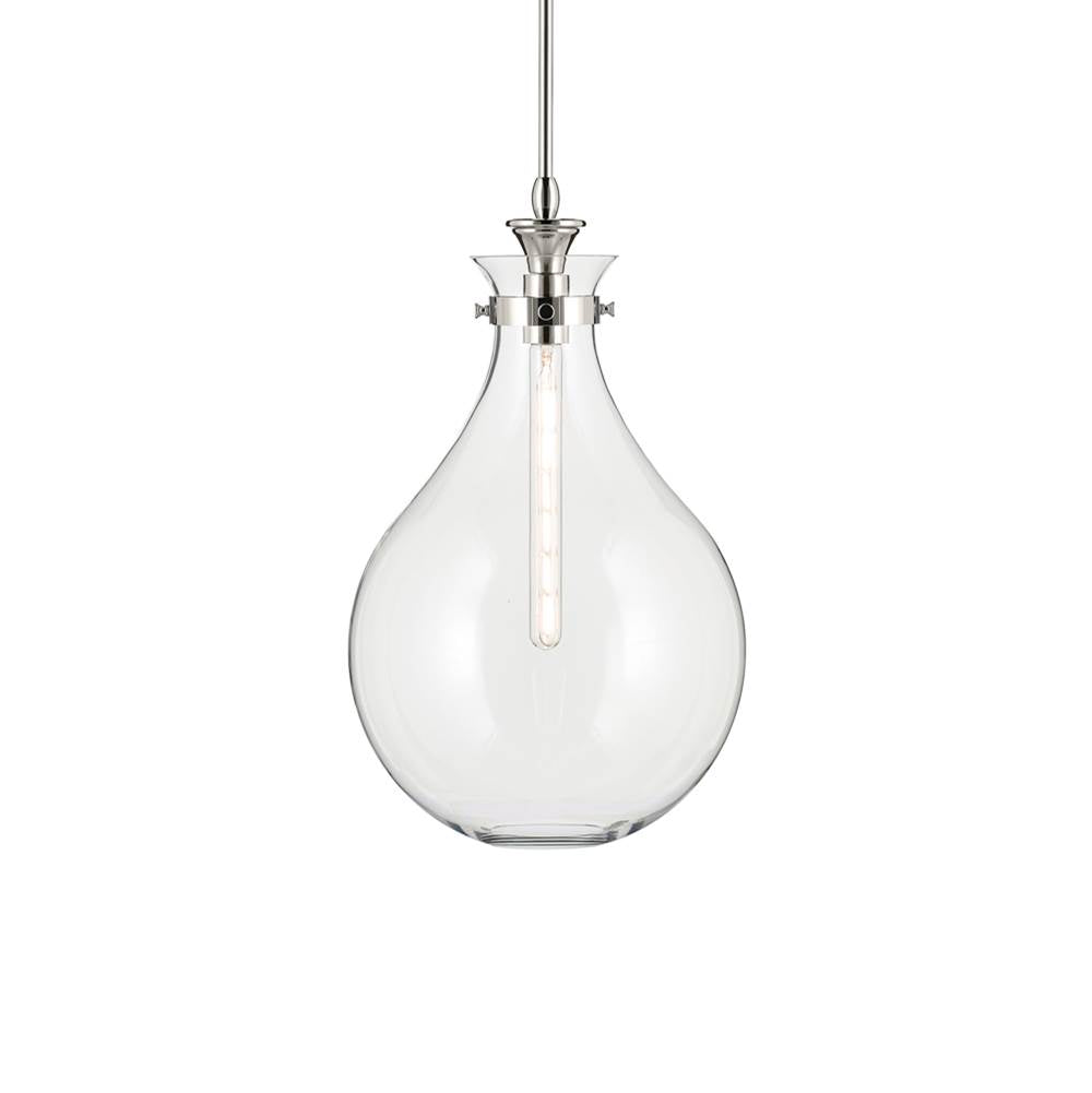 KICHLER 52777PNCLR Laria 14 Inch 1 Light Pendant With Clear Glass In Polished Nickel