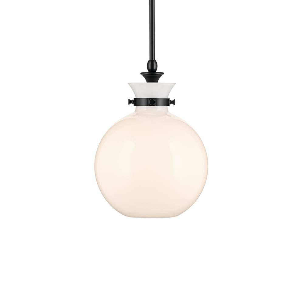 KICHLER 52778BK Laria 10.25 Inch 1 Light Pendant With Opal Glass In Black