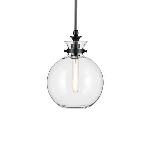 KICHLER 52778BKCLR Laria 10.25 Inch 1 Light Pendant with Clear Glass in Black