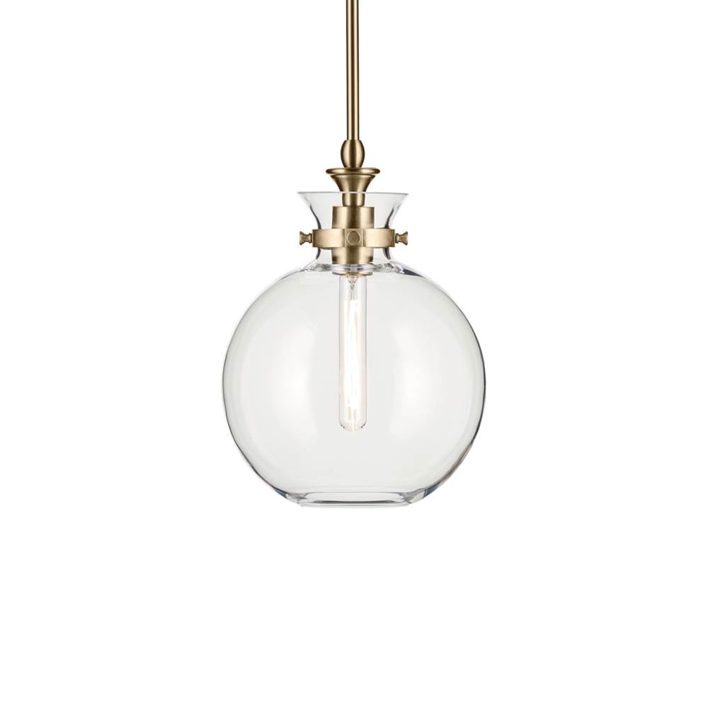 KICHLER 52778CPZCLR Laria 10.25 Inch 1 Light Pendant With Clear Glass In Champagne Bronze