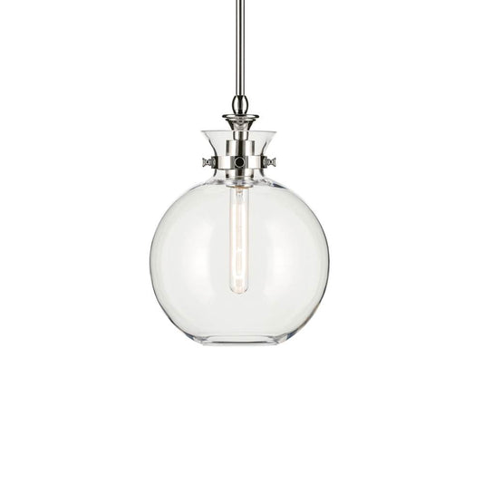 KICHLER 52778PNCLR Laria 10.25 Inch 1 Light Pendant with Clear Glass in Polished Nickel