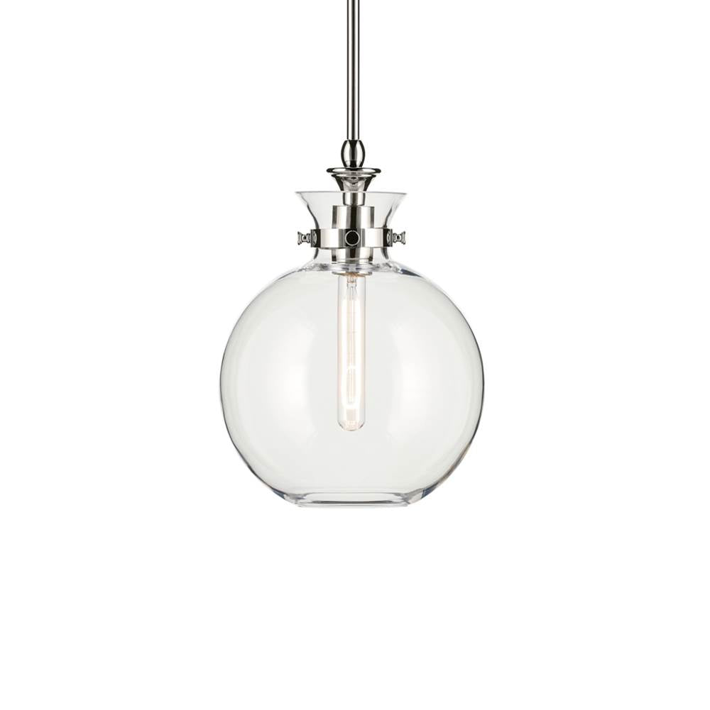 KICHLER 52778PNCLR Laria 10.25 Inch 1 Light Pendant With Clear Glass In Polished Nickel