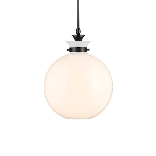 KICHLER 52779BK Laria 15 Inch 1 Light Pendant with Opal Glass in Black